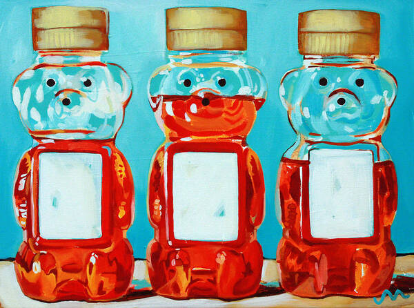 Three Bears Art Print featuring the painting Three Little Bears by Jayne Morgan