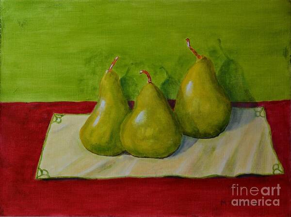 Pairs Art Print featuring the painting Three Pears by Melvin Turner