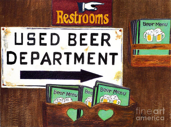Beer Art Print featuring the painting Too Many Suds by Karen Fleschler