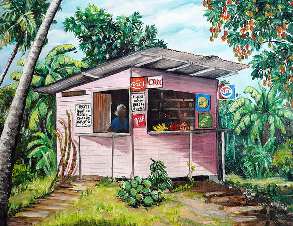 Shop Painting Art Print featuring the painting Trini Roti Shop by Karin Dawn Kelshall- Best Shop Painting Art Print featuring the painting Trini Roti Shop by Karin Dawn Kelshall- Best