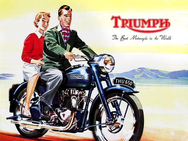 Vintage Motorcycle Art Print featuring the photograph Triumph 1953 by Mark Rogan