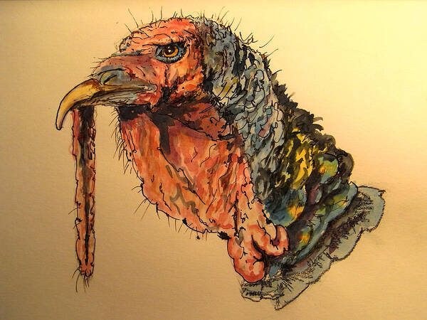 Farm Art Print featuring the painting Turkey head bird by Juan Bosco