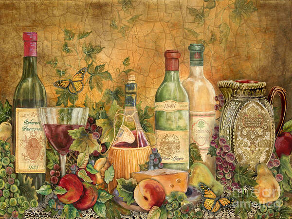 Acrylic Painting Art Print featuring the painting Tuscan Wine Treasures by Jean Plout