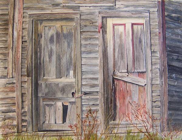 Doors Art Print featuring the painting Twin Doors by Jackie Mueller-Jones