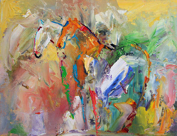 Horse Paintings Art Print featuring the painting Two Together Horse 29 2014 by Laurie Pace