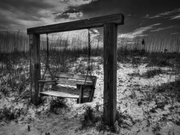 Tybee Island Art Print featuring the photograph Tybee Island Swing 003 BW by Lance Vaughn