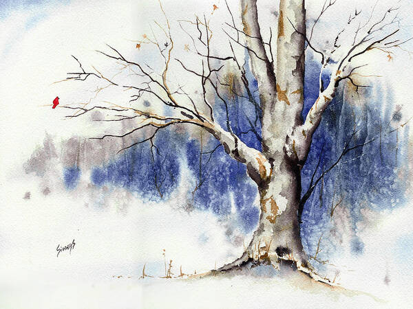 Tree Art Print featuring the painting Untitled Winter Tree by Sam Sidders