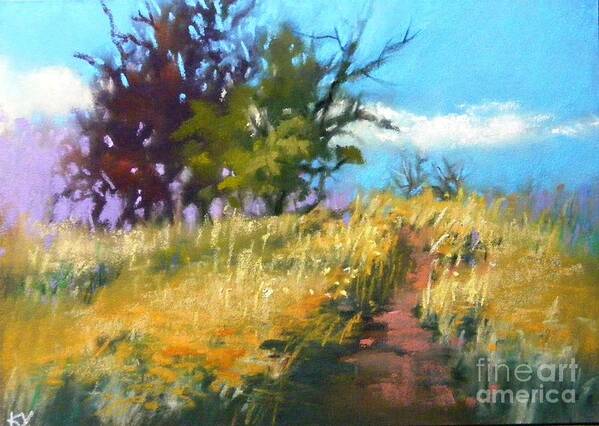 Table Top Mountain Trail Art Print featuring the painting Upward by Celine K Yong