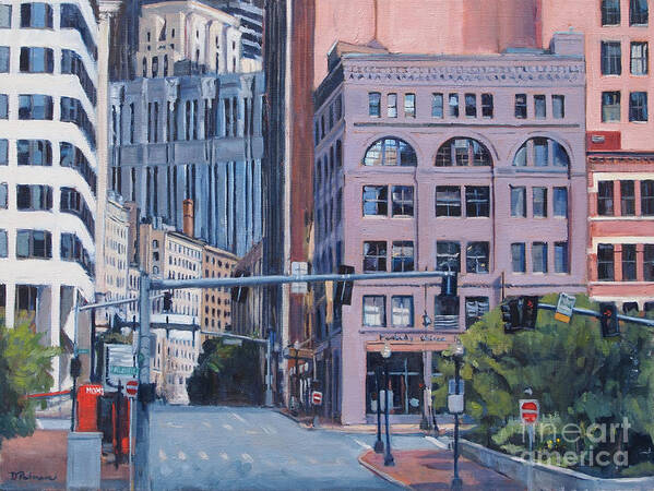 Boston Art Print featuring the painting Urban Canyon Congress Street by Deb Putnam
