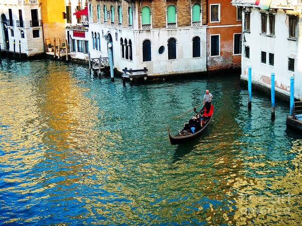 Water Canal Art Print featuring the photograph Venetian Gondola by Phillip Allen