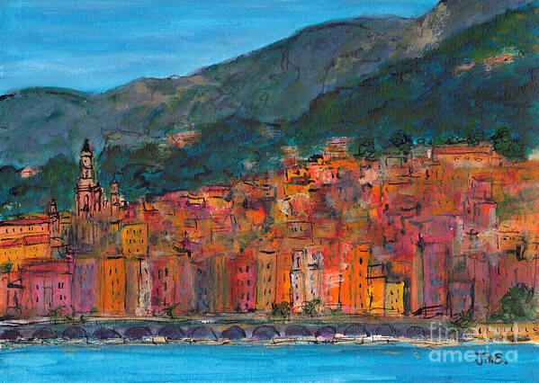 France Art Print featuring the painting Vieux Menton by Jackie Sherwood