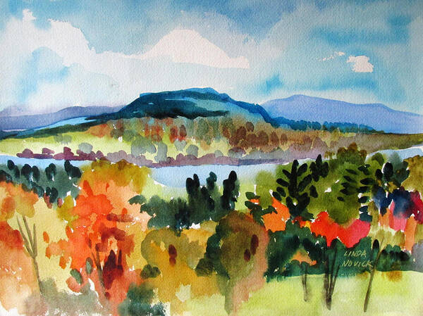 Fall Art Print featuring the painting View From Kripalu In Fall by Linda Novick