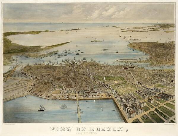 America Art Print featuring the painting View of Boston July 4th 1870 by Vincent Monozlay