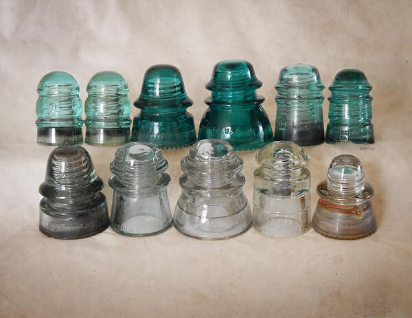 Vintage Glass Art Print featuring the photograph Vintage Glass Insulators by Phil Perkins