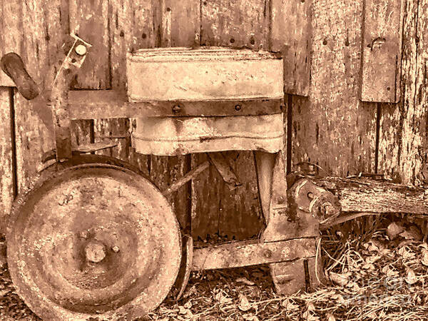 Seeder Art Print featuring the photograph Vintage Seeder - Sepia Photograph by Lesa Fine
