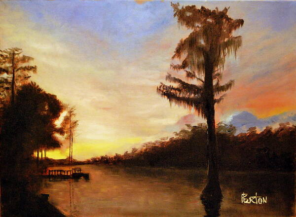 Landscape Painting From Memory And Photo Reference Art Print featuring the painting Waccamaw Evening by Phil Burton