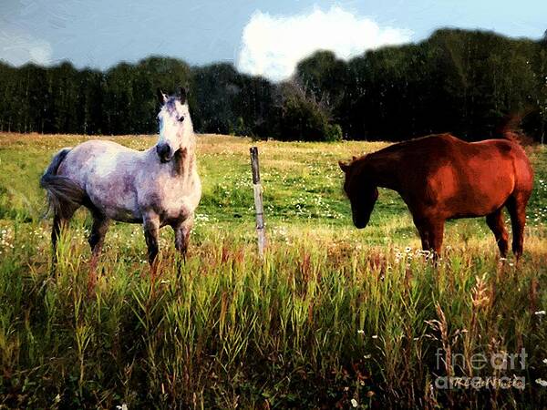 Horses Art Print featuring the painting Waiting for Apples by RC DeWinter