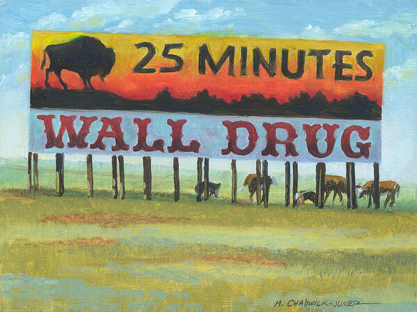 Wall Drug Art Print featuring the painting Wall Drug Landscape IV by Marguerite Chadwick-Juner