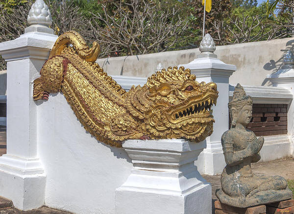Scenic Art Print featuring the photograph Wat Chedi Liem Phra Ubosot Gate Makara DTHCM0836 by Gerry Gantt