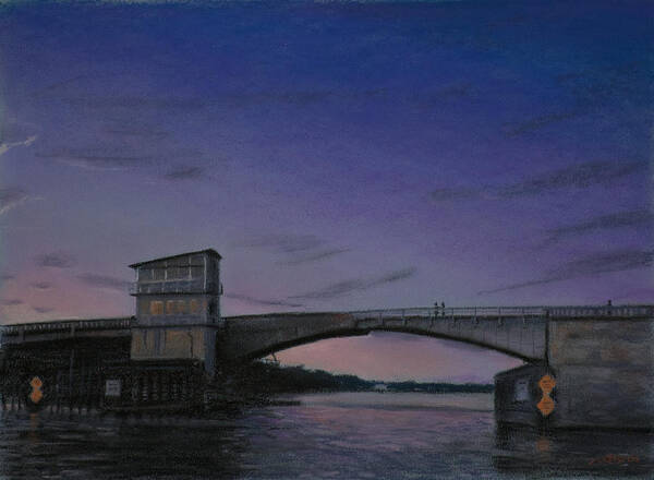 America Art Print featuring the pastel Waterway Bridge At Dusk by Christopher Reid