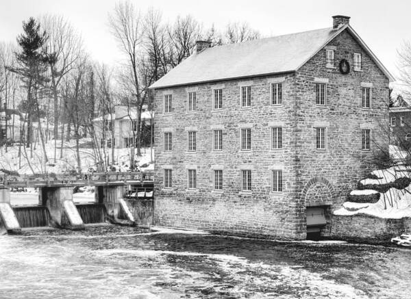 Black And White Art Print featuring the photograph Watsons Mill in Manotick Ontario by Rob Huntley