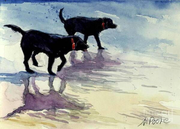 Black Dogs Art Print featuring the painting Waverunners by Molly Poole