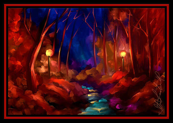 Woods Art Print featuring the painting When I Dream At Night by Steven Lebron Langston