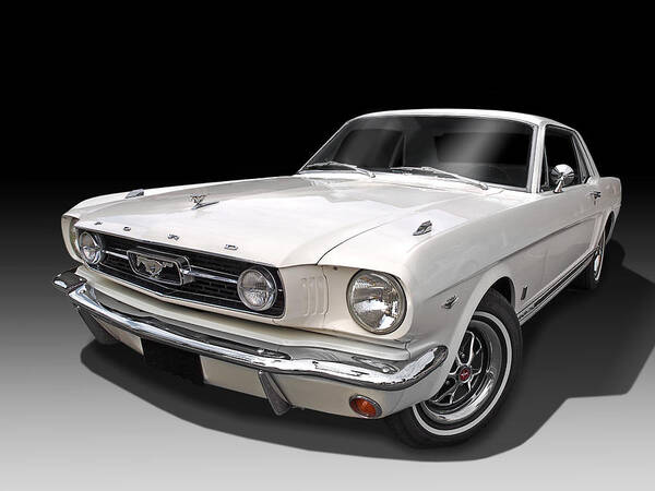 Ford Mustang Art Print featuring the photograph White 1966 Mustang by Gill Billington