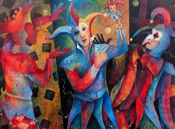 Jesters Art Print featuring the painting Who's The Fool. by Susanne Clark