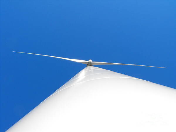 Wind Art Print featuring the photograph Wind Turbine Blue Sky by Erick Schmidt