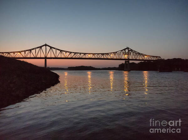 Winona Art Print featuring the photograph Winona Bridge at Sunset by Kari Yearous