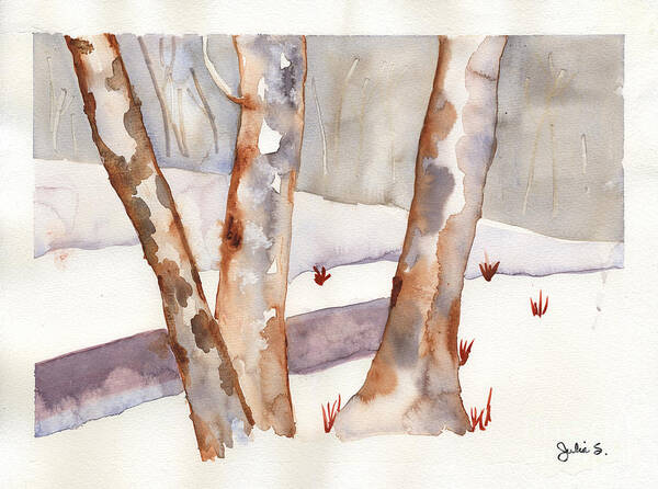 Landscape Art Print featuring the painting Winter Birch by Julia Stubbe