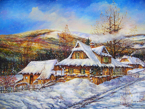 Dariusz Orszulik Art Print featuring the painting Winter by Dariusz Orszulik