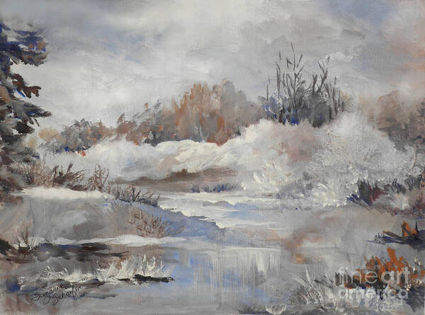 Winter Scene Art Print featuring the painting Winter Impressions by Suzanne Schaefer