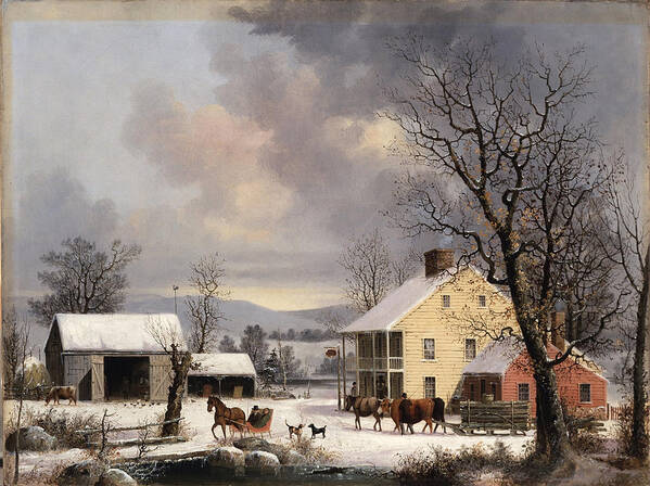 George Henry Durrie Art Print featuring the painting Winter in the Country by George Henry Durrie