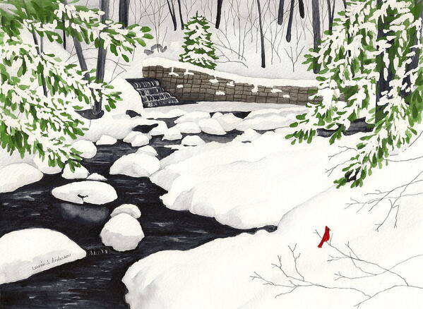 Winter Art Print featuring the painting Winter Landscape - Mill Creek Park by Laurie Anderson