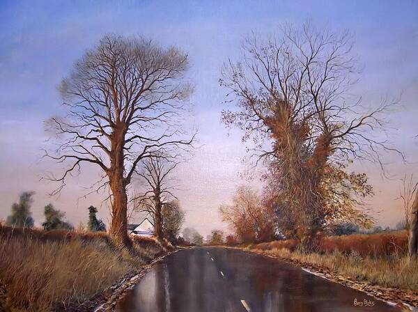 Landscape Art Print featuring the painting Winter morning on Calverton Lane by Barry BLAKE