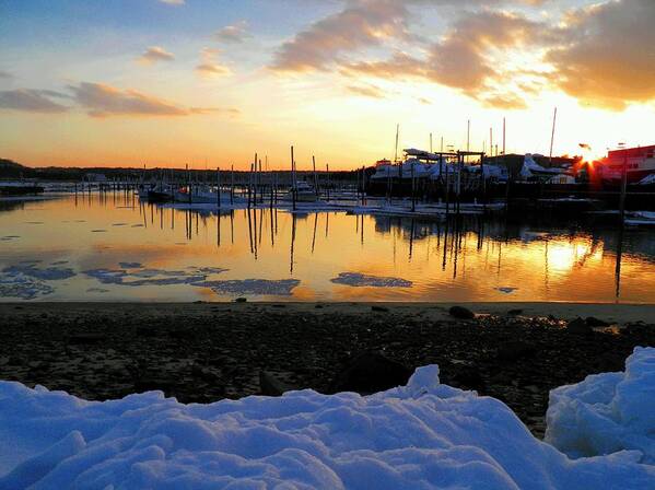 Sesuit Harbor Art Print featuring the photograph Winter on Sesuit Harbor by Amazing Jules