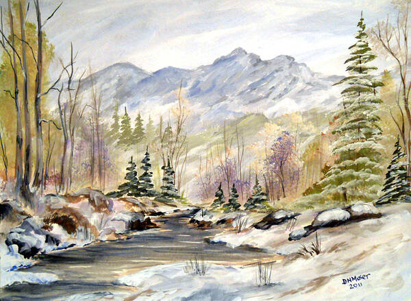 Winter Art Print featuring the painting Winter on the River by Dorothy Maier