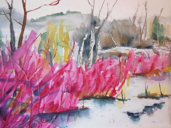 Winter Art Print featuring the painting Winter Redtwig Dogwoods by Barbara McGeachen