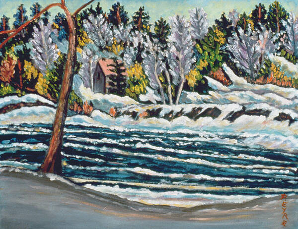 Melting Art Print featuring the painting Winter Thaw Gatineau River by Patricia Eyre