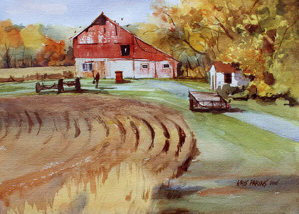 Kris Parins Art Print featuring the painting Wisconsin Barn by Kris Parins