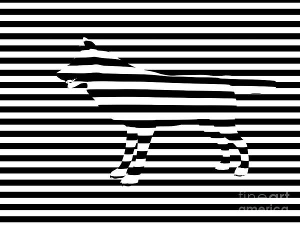 Abstract Art Print featuring the painting Wolf optical illusion by Pixel Chimp