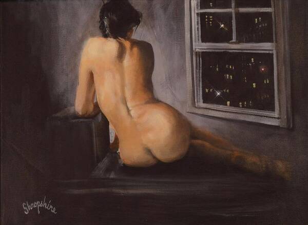  Figure Painting Art Print featuring the painting Woman in the Window by Tom Shropshire