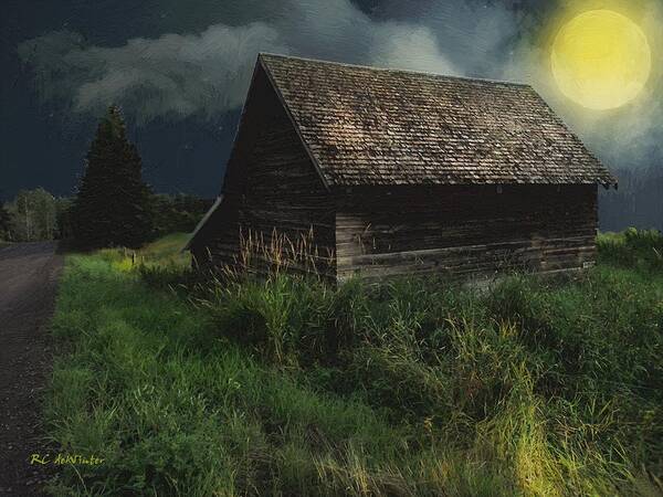 Field Art Print featuring the painting Yellow Moon on the Rise by RC DeWinter