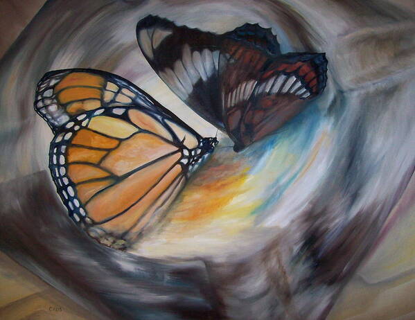 Butterfly Art Print featuring the painting Yesterday's Butterflies by Chris Wing
