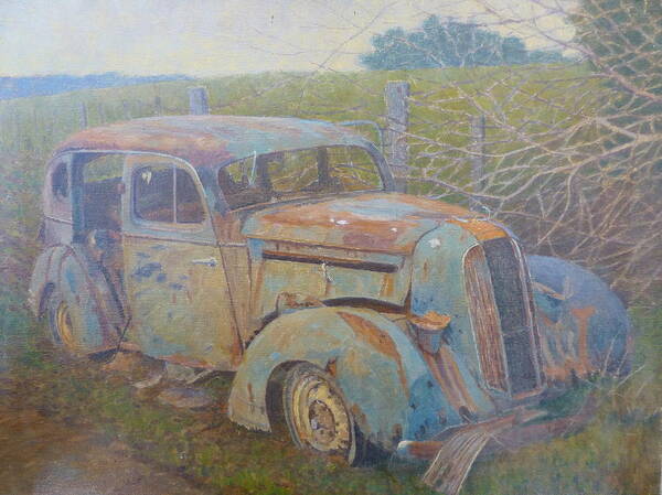 Cars Art Print featuring the painting Yesteryear Catlins 1980s by Terry Perham