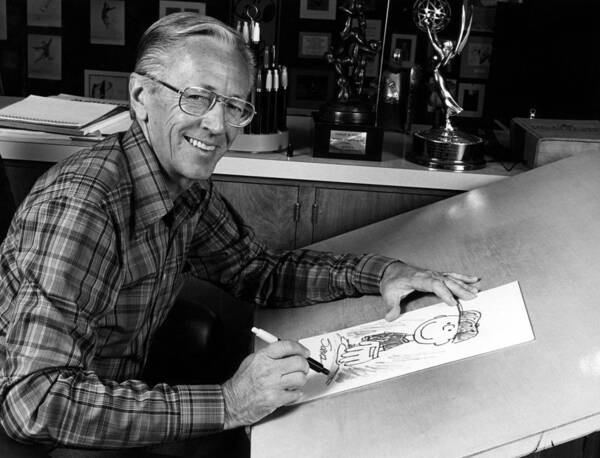 1970s Portraits Art Print featuring the photograph Charles M. Schulz, 1922-2000, American #1 by Everett