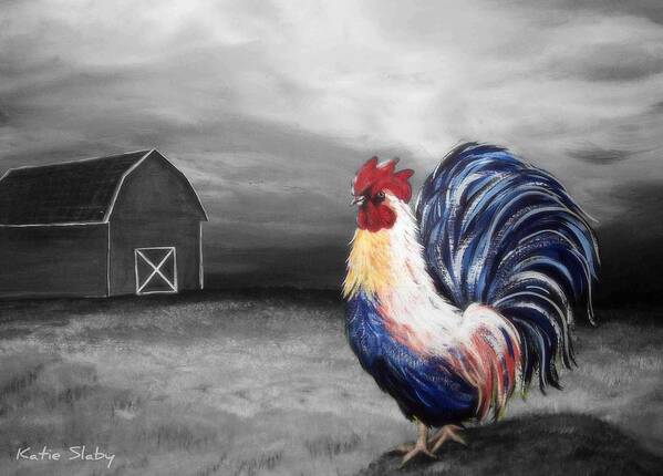 Rooster Art Print featuring the painting Evening Strut #1 by Katie Slaby