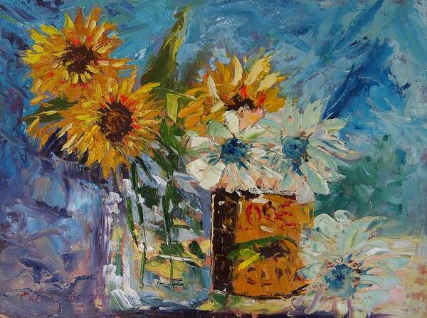 Sunflower Art Print featuring the painting Sunflower Still Life #1 by Carol Berning